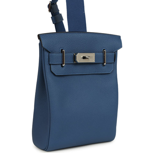 Hermes HAC A Dos PM Backpack Blue Tie Togo Palladium Hardware