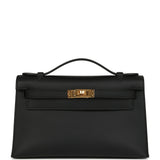 Hermes Kelly Pochette Black Swift Gold Hardware