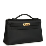 Hermes Kelly Pochette Black Swift Gold Hardware