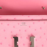 Hermes Constance To Go Wallet Bubblegum Ostrich Palladium Hardware