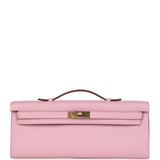 Hermes Kelly Cut Mauve Sylvestre Swift Rose Gold Hardware