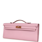 Hermes Kelly Cut Mauve Sylvestre Swift Rose Gold Hardware