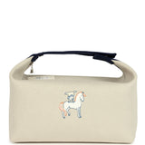 Hermes Bride A Brac Cabriole GM Gris Perle and Bleu Canvas Palladium Hardware