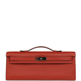 Pre-owned Hermes Kelly Cut Brique Swift Palladium Hardware