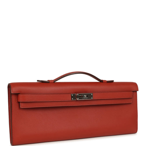 Pre-owned Hermes Kelly Cut Brique Swift Palladium Hardware