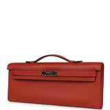 Pre-owned Hermes Kelly Cut Brique Swift Palladium Hardware