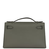 Hermes Special Order (HSS) Kelly Pochette Gris Meyer Verso Swift Gold Hardware