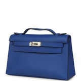 Hermes Kelly Pochette Bleu Royal Swift Palladium Hardware