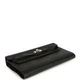 Pre-owned Hermes Kelly Wallet To Go Black Chevre Mysore Palladium Hardware