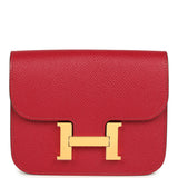 Hermes Constance Slim Wallet Rubis Epsom Gold Hardware