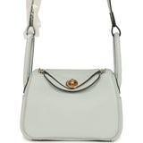 Hermes Mini Lindy Bleu Pale Clemence Gold Hardware