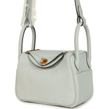 Hermes Mini Lindy Bleu Pale Clemence Gold Hardware