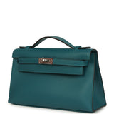 Hermes Kelly Pochette Vert Bosphore Swift Palladium Hardware