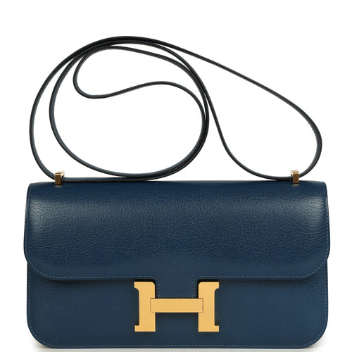 Hermes Constance Elan Deep Blue Chevre Chamkila Gold Hardware