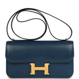 Hermes Constance Elan Deep Blue Chevre Chamkila Gold Hardware