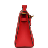 Hermes Special Order (HSS) Kelly Pochette Rouge de Coeur Verso Swift Permabrass Hardware