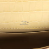 Hermes Kelly Pochette Vanille Matte Alligator Palladium Hardware