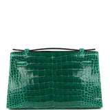 Hermes Kelly Pochette Vert Emeraude Shiny Alligator Gold Hardware