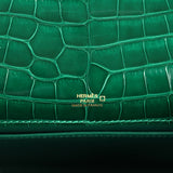 Hermes Kelly Pochette Vert Emeraude Shiny Alligator Gold Hardware