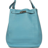 Pre-owned Hermes So Kelly 22 Blue Jean Togo Palladium Hardware