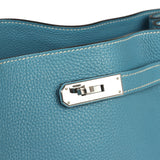 Pre-owned Hermes So Kelly 22 Blue Jean Togo Palladium Hardware