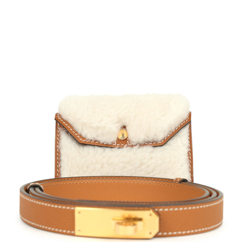 Hermes Kelly Pocket Teddy 18 Belt Gold Epsom and Shearling Gold Hardware