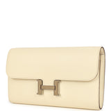 Pre-owned Hermes Constance Wallet To Go Nata Epsom Marquette Palladium Hardware