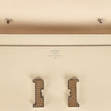 Pre-owned Hermes Constance Wallet To Go Nata Epsom Marquette Palladium Hardware