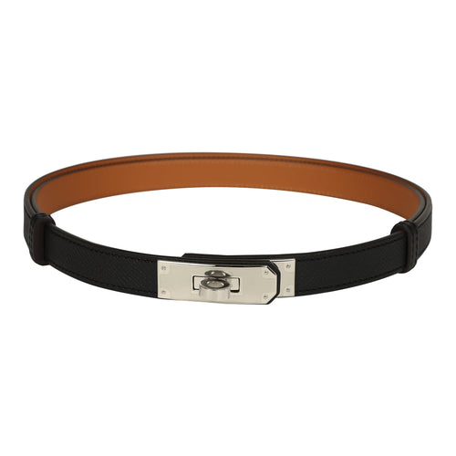 Hermes Kelly Pocket 18 Studded Belt Black Epsom Palladium Hardware