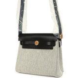 Hermes Herbag Zip 20 Mini Ecru and Black Toile H Canvas and Black Vache Hunter Gold Hardware