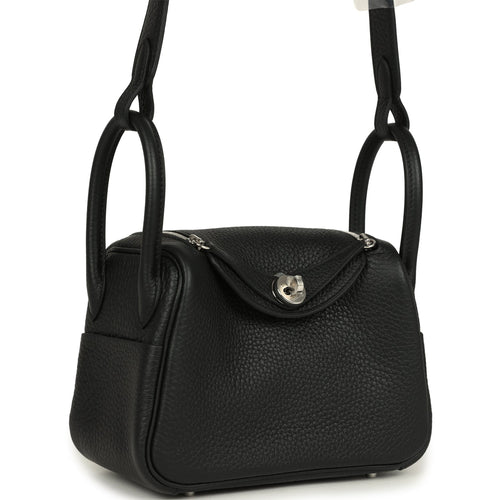 Hermes Mini Lindy II Black Clemence Palladium Hardware