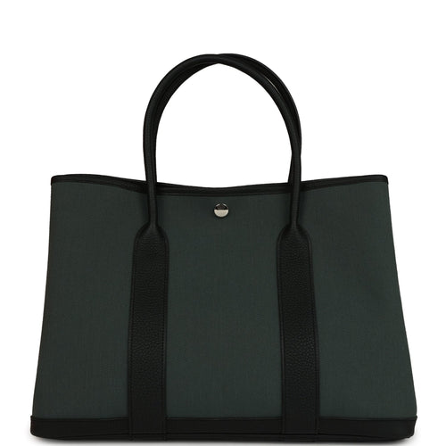 Hermes Garden Party 36 Vert Mangrove Toile H and Black Negonda Palladium Hardware