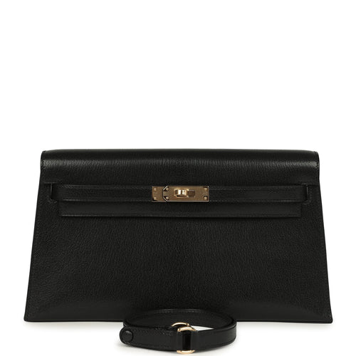Hermes Kelly Elan Black Chevre Chamkila Permabrass Hardware
