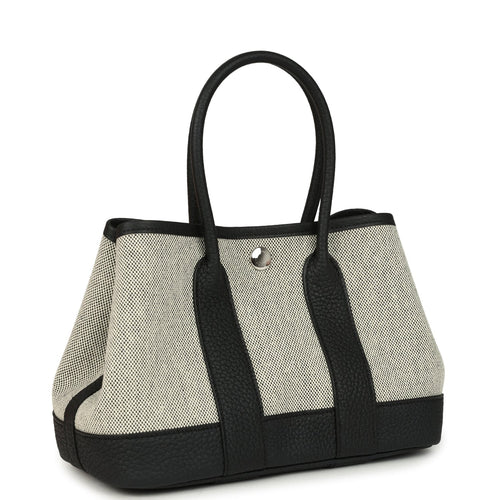 Hermes Garden Party Neo 23 Black-Ecru Toile H Canvas and Black Negonda Palladium Hardware