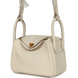 Hermes Mini Lindy II Craie Clemence Gold Hardware