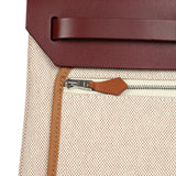 Hermes Special Order (HSS) Herbag Zip PM 31 "Brides de Gala" Rouge H Vache Hunter and Ecru & Beige Toile H Canvas Palladium Hardware