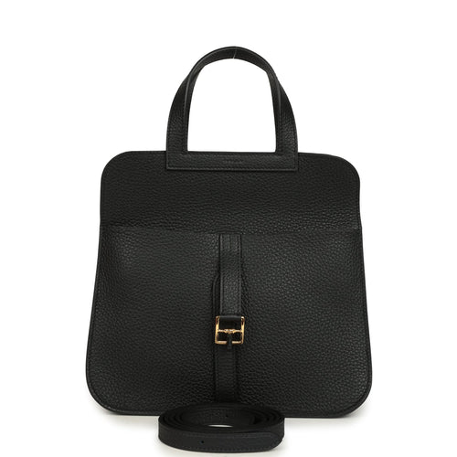Hermes Halzan 25 Black Clemence Gold Hardware