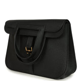 Hermes Halzan 25 Black Clemence Gold Hardware