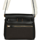 Hermes Herbag Zip 20 Mini Dark Bronze Toile Militaire Canvas and Black Vache Hunter Gold Hardware