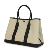 Hermes Garden Party 30 Beton Toile Officier Canvas and Black Negonda Palladium Hardware