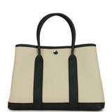 Hermes Garden Party 30 Beton Toile Officier Canvas and Black Negonda Palladium Hardware