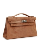 Vintage Hermes Kelly Pochette Fauve Doblis Palladium Hardware