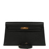 Hermes Kelly Elan Black Chevre Chamkila Gold Hardware