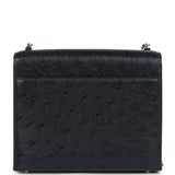 Pre-owned Hermes Mini Verrou Chaine Bag Bleu Iris Ostrich Palladium Hardware