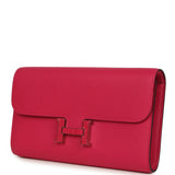 Pre-owned Hermes Constance Wallet To Go Rose Mexico Epsom Lizard Marquette Palladium Hardware