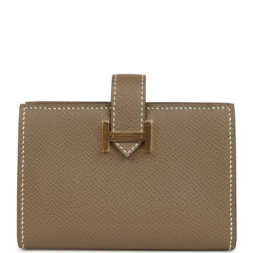 Hermes Bearn Card Holder Etoupe Epsom Gold Hardware