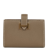 Hermes Bearn Card Holder Etoupe Epsom Gold Hardware