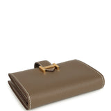 Hermes Bearn Card Holder Etoupe Epsom Gold Hardware
