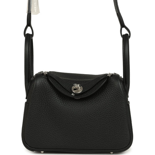Hermes Mini Lindy II Black Clemence Palladium Hardware