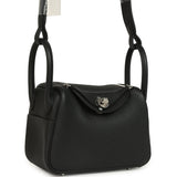 Hermes Mini Lindy II Black Clemence Palladium Hardware